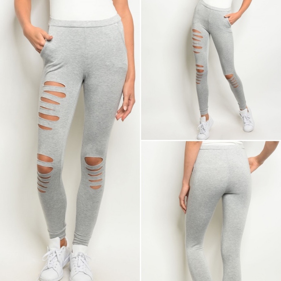 Trend setter Diva Boutique Pants - 1 LEFT!  DISTRESSED GREY LEGGINGS